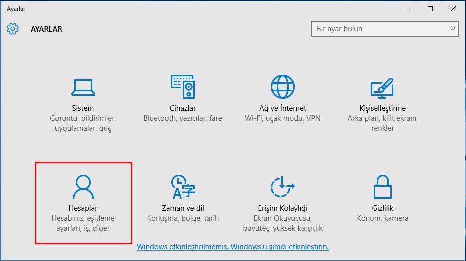 Windows 10 Yeni Kullanıcı Hesabı Ekleme (2)