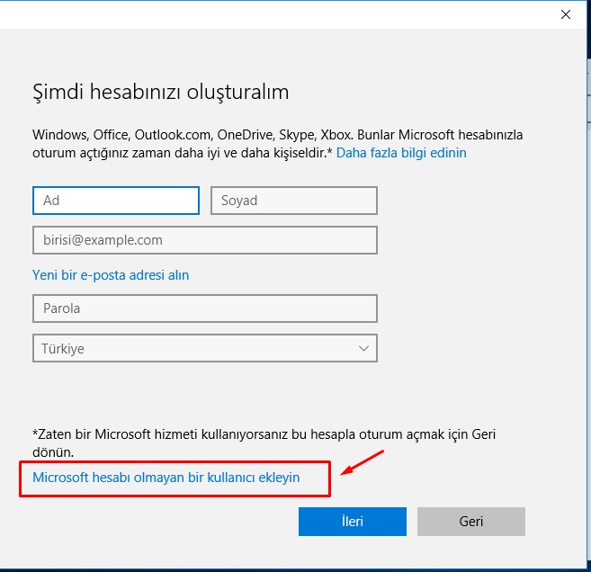 Windows 10 Yeni Kullanıcı Hesabı Ekleme (5)