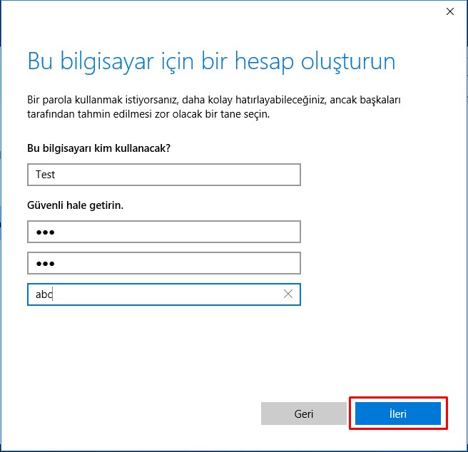 Windows 10 Yeni Kullanıcı Hesabı Ekleme (6)