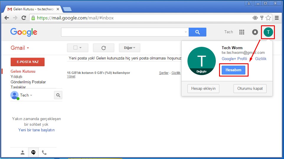 Gmail fotoğraf silme