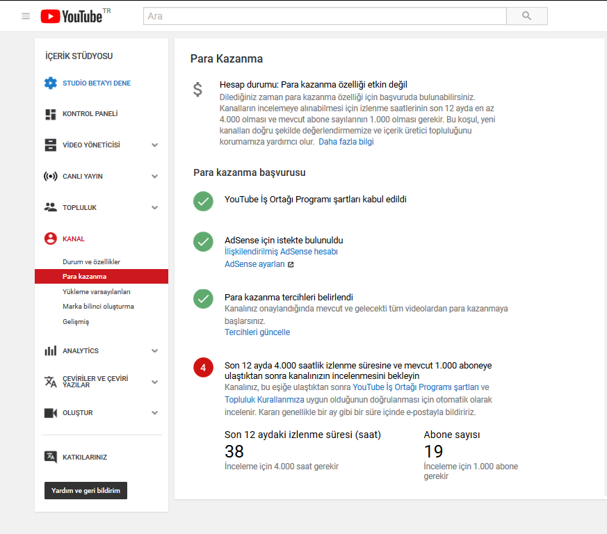 Youtube iş ortağı başvuru